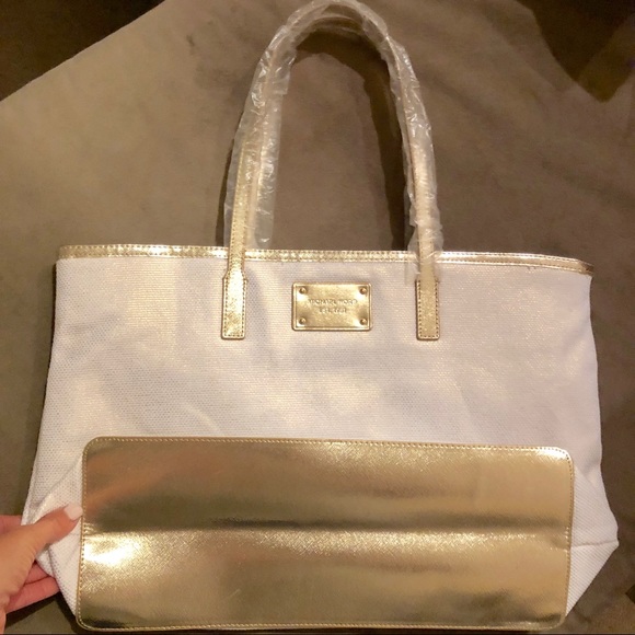 michael kors gold canvas bag